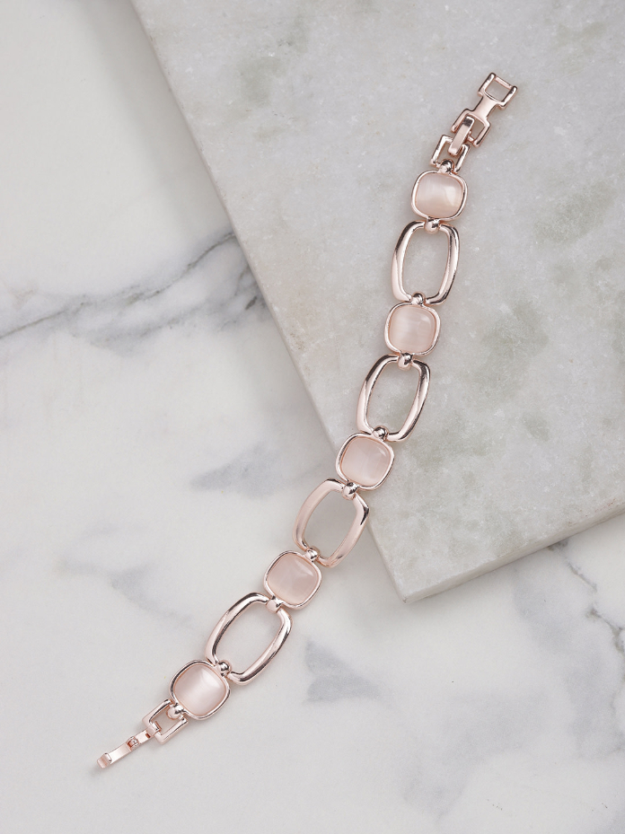 YouBella Black Rose Gold-Plated Butterfly Shaped Link Bracelet
